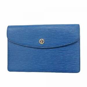 Louis Vuitton Epi Montaigne 23 Clutch Bag M52665 Toledo Blue for Women